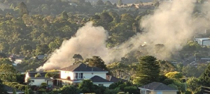 Smoke ascends from factory fire in Lilydale