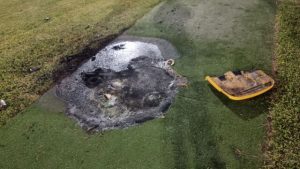 Cricketers frustrated by bin fire damaging Wandin East pitch