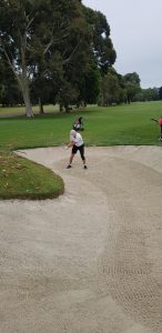 Golfers put bodies and shots on the line